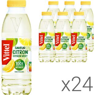 Vittel Lemon & Lime, Упаковка 24 шт. х 0,5 л, Вода мінеральна негазована зі смаком Лимону та Лайму, ПЕТ