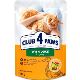 Club 4 Paws, 85 г, Влажный корм для взрослых котов, с уткой в соусе