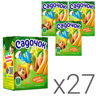 Садочок, Упаковка 27 шт. х 0,2 л, Напій соковий Мультифруктовий, вітамінізований