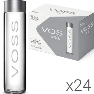 Voss, Упаковка 24 шт. х 0,375 л, Вода мінеральна негазована Восс, скло