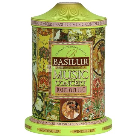 Basilur, Music Consert, Romantic, 100 г, Чай Базілур, зелений з добавками, Музична скринька, ж/б