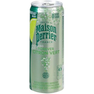 Perrier, Citron Vert Limoen, 0,33 л, Вода Пер'є газована з екстрактом Лайма, ж/б