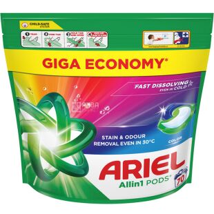 Ariel Pods All-in-1 Color, 70 шт., Капсули для прання кольорових речей Аріель