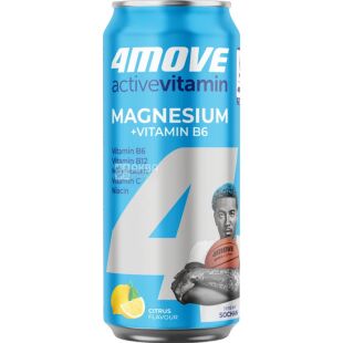 4MOVE Active Vitamin Magne + B6, 0,5 л, Напій газований вітамінізований з Магнієм, Цитрусвий, ж/б