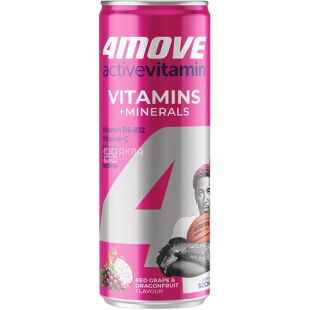 4MOVE Active Vitamins + Minerals Dragonfrut & Grape, 0,33 л, Напій газований вітамінізований, Виноград та Пітахая, ж/б