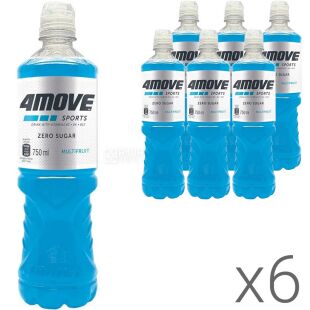 4MOVE Isotonic Drink Multifruit Sport Zero, Упаковка 6 шт. х 0,75 л, Напиток изотонический негазированный Мультифрукт