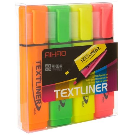 AIHAO, 2-4 mm, text markers, Neon, Assorted, Set, m / s