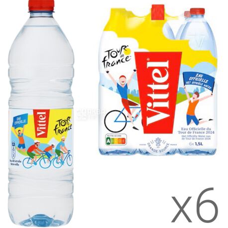 Vittel, 1,5 л, Упаковка 6 шт., Витель, Вода минеральная негазированная, ПЭТ