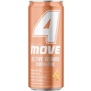 4MOVE Active Vitamin, 0,33 л, Напій газований вітамінізований, Цитруси та Персик, ж/б