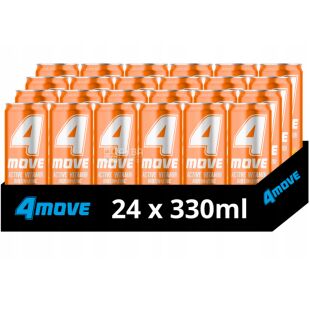 4MOVE Active Vitamin, Упаковка 24 шт. х 0,33 л, Напій газований вітамінізований, Цитруси та Персик, ж/б