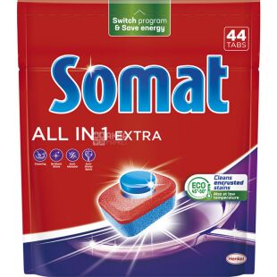Somat All in 1 Extra, 44 шт., Таблетки для посудомийної машини Сомат