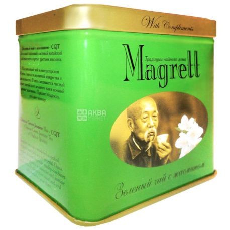 Magrett, 100 g, tea, green, Green Jasmin, iron can