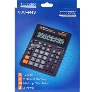 Citizen, SDC-444S, Калькулятор электронный настольный, 12 разрядов
