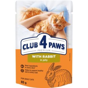 Club 4 Paws, 100 г, Клуб 4 лапы, Влажный корм для взрослых котов, с кроликом в желе