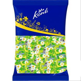 Konti, 1 кг, Цукерки шоколадні з помадкою крем-брюле Ромашка, Конті