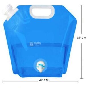 ViO PE-T 10l, Каністра-пакет для води м'яка з ручкою та краником, блакитна