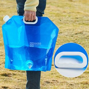 ViO PE-T 10l, Каністра-пакет для води м'яка з ручкою та краником, блакитна