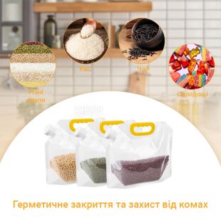 ViO PE-T 1.5l, Каністра-пакет 1,5 л з ручкою для круп та рідин м'яка, прозора, із закруткою та ручкою