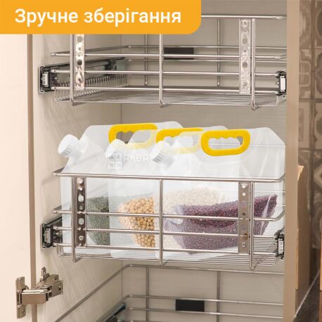 ViO PE-T 1.5l, Каністра-пакет 1,5 л з ручкою для круп та рідин м'яка, прозора, із закруткою та ручкою