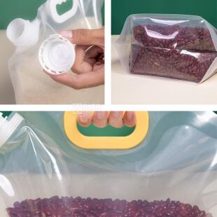 ViO PE-T 2.5l, Каністра-пакет 2,5л з ручкою для круп та рідин м'яка, прозора, із закруткою та ручкою