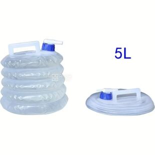 ViO PE-FT 5l, Каністра пакет для води складана з ручкою та краном, трансформер, 5 л, прозора