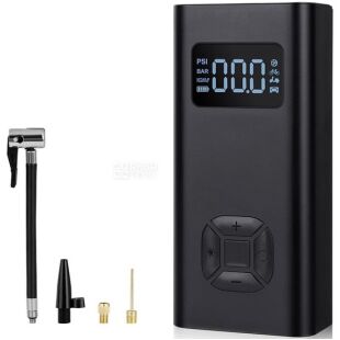 Портативний акумуляторний насос для шин 5V, чорний, 6500 мА
