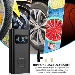 Портативний акумуляторний насос для шин 5V, чорний, 6500 мА