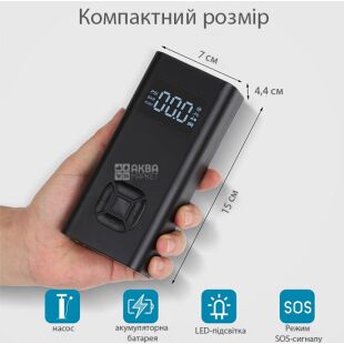 Портативний акумуляторний насос для шин 5V, чорний, 6500 мА