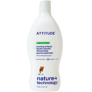Attitude, Зеленое яблоко и базилик, 700 мл, Средство для мытья посуды, гипоаллергенное, эко