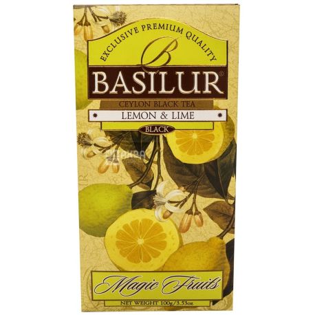  Basilur, Magic Fruits, 100 г, Чай Базілур, чорний зі смаком лимона і лайма