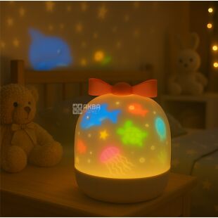 Музыкальный ночник-проектор с разными сюжетами, 360°