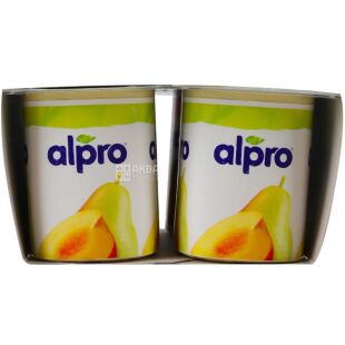 Alpro Strawberry-Banana and Peach-Pear, 4 шт. х 125 г, Йогурт соевый Клубника-Банан и Персик-Груша, с витаминами, стакан, 2.1%