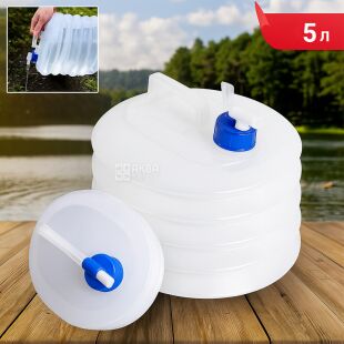ViO PE-FT 5l, Каністра пакет для води складана з ручкою та краном, трансформер, 5 л, прозора