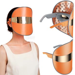 TOUCHBeauty TB-2386, Косметологическая LED-маска со светодиодной терапией для ухода за кожей лица Тач Бьюти, оранжевая