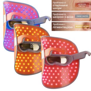 TOUCHBeauty TB-2386, Косметологическая LED-маска со светодиодной терапией для ухода за кожей лица Тач Бьюти, оранжевая