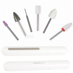 TOUCHBeauty TB-1738, Бездротовий електричний фрезер для манікюру та педикюру 6в1 Тач Б'юті, білий