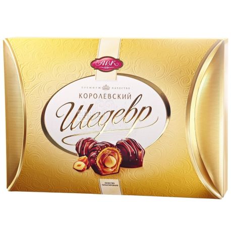 АВК, 245 г, цукерки, з горіховою начинкою та цілим фундуком, Королівський Шедевр