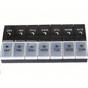 Таблетница пластиковая Утро-Вечер, черная, 240х120 мм