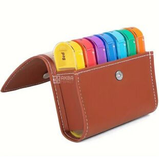 Органайзер для таблеток пластиковий кольоровий Ранок-День-Вечір-Ніч, в чохлі