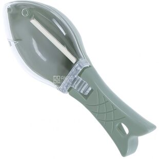 Нож для чистки рыбы с контейнером для чешуи, пластиковый