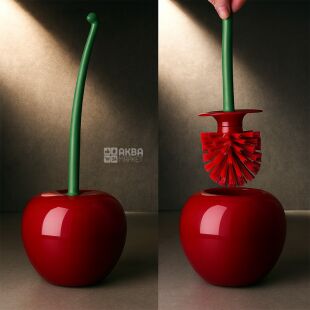 ViO, Йоржик для унитаза красная Вишня, пластиковый, 38х13 см