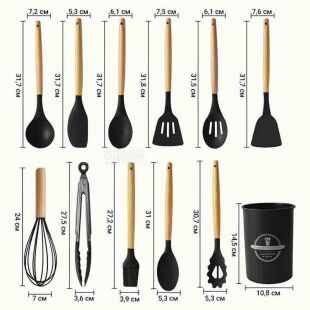 Набір кухонного приладдя з антипригарним покриттям, 12 предметів, термостійкий, рожевий