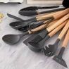 Набор кухонных принадлежностей с антипригарным покрытием, 12 предметов, термостойкий, черный