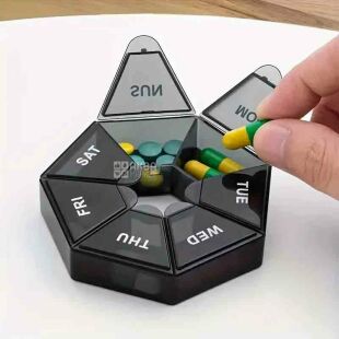 Weekly plastic pill organizer, black
