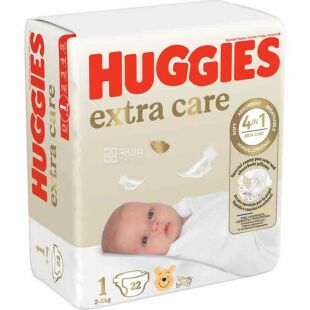 Huggies Extra Care, 22 pcs., Diapers for babies Huggies, size 1, 2-5 kg
