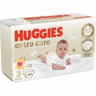 Huggies Extra Care, 40 шт., Підгузки для немовлят Хаггіс, розмір 3, 6-10 кг