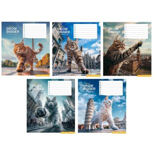 Школярик, 1 шт., Тетрадь на скобе в клеточку, 12 листов, в ассортименте