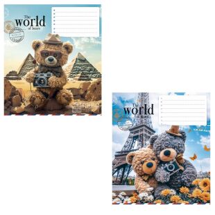 Школярик, 12 аркушів, Зошит у косу лінію, в асортименті