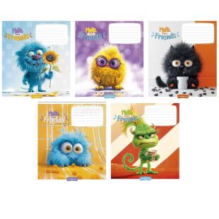 Школярик, 12 листов, Тетрадь в косую линию, в ассортименте