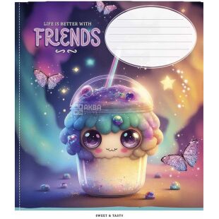 Школярик, 12 листов, Тетрадь в линию, в ассортименте